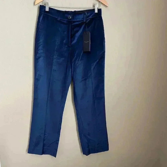 Rag & Bone Libby Velvet Cropped Pants Denim Blue Size 4 - Picture 1 of 15